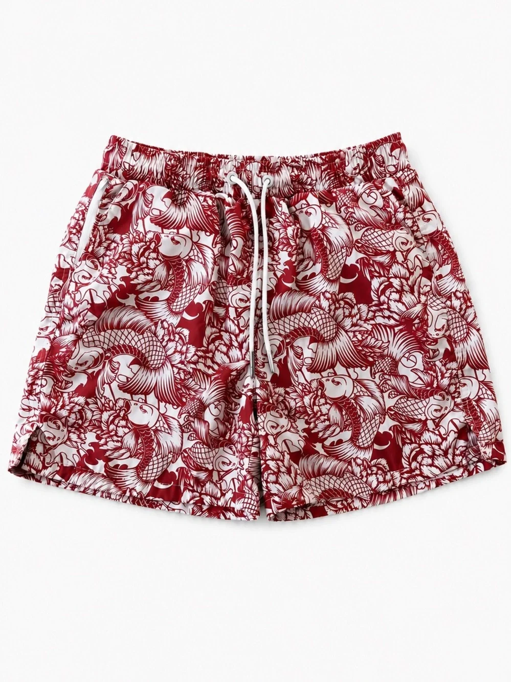 Maison Article Koi Fish Print Swim Trunks Men’s Medium Mesh Lined Zipper Pockets